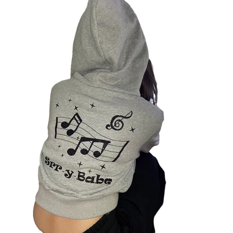 Kreativ Cropped Hoodie med Musikmotiv