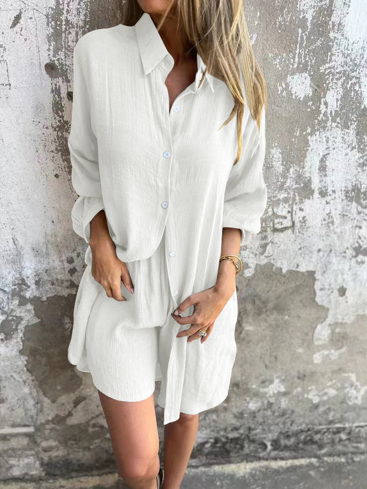 Oversize blus- och shortsset – Solig stil