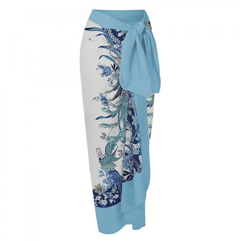 Elegant Baddräkt-Set med Stilrent Omslag och Feminin Detalj