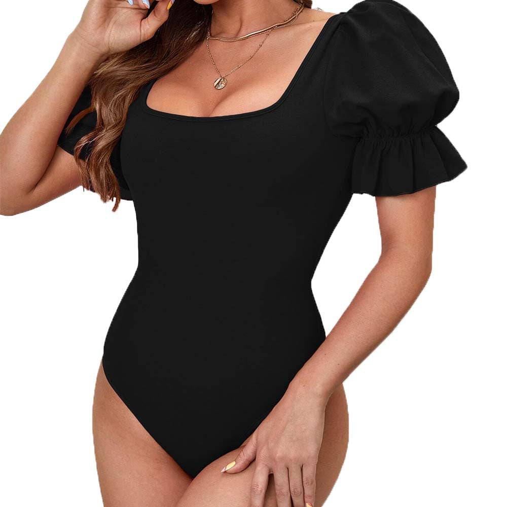 Elegant Body med Puffærmer og Sofistikeret Udsnit