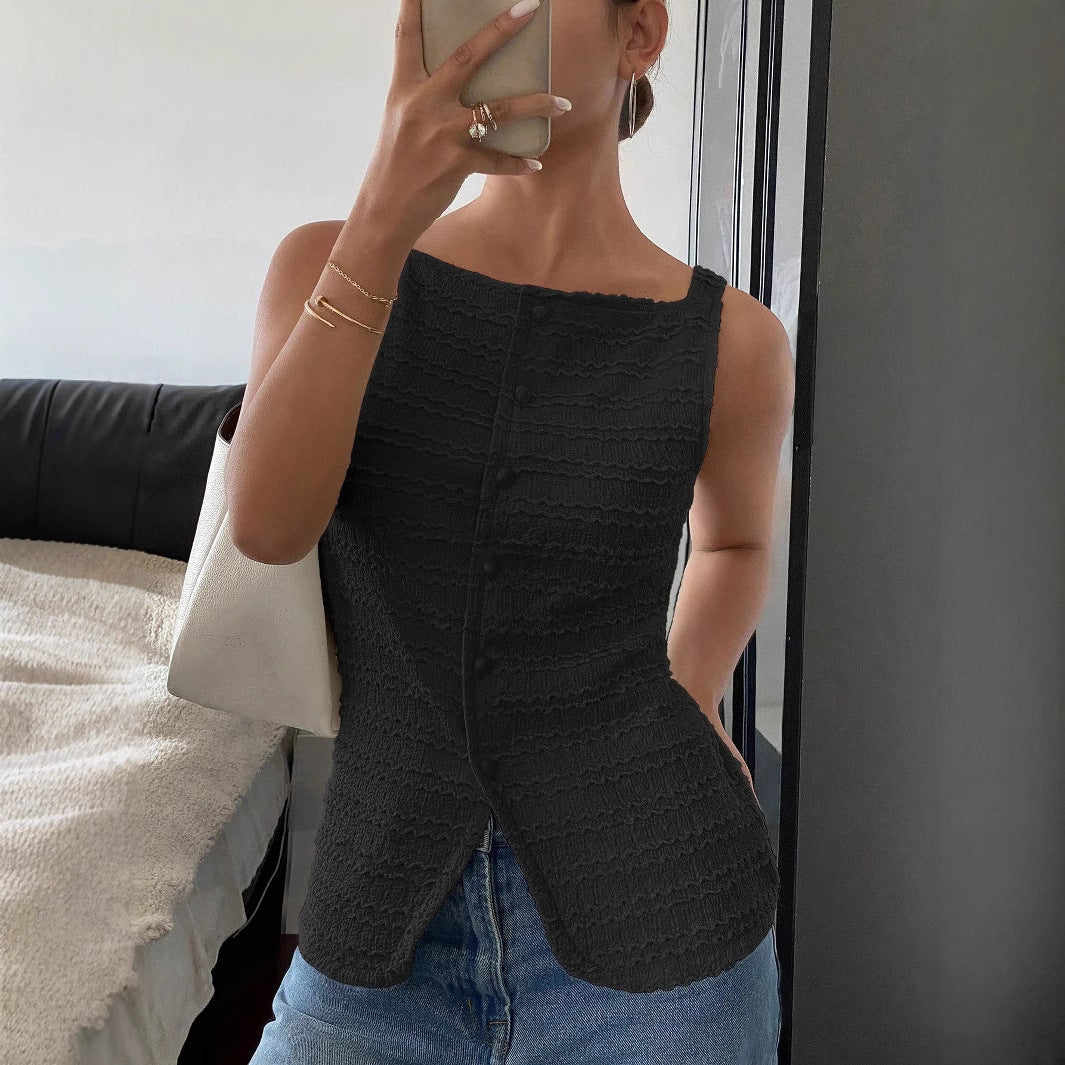 Liva | Damen Ärmellöst Top Med Elegant Slitsdesign
