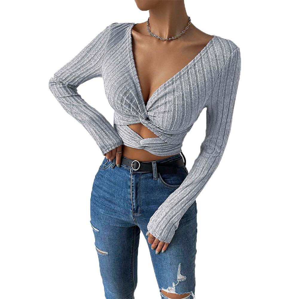 Elegant Cropped Top med Unikt Twist-Design til Dame