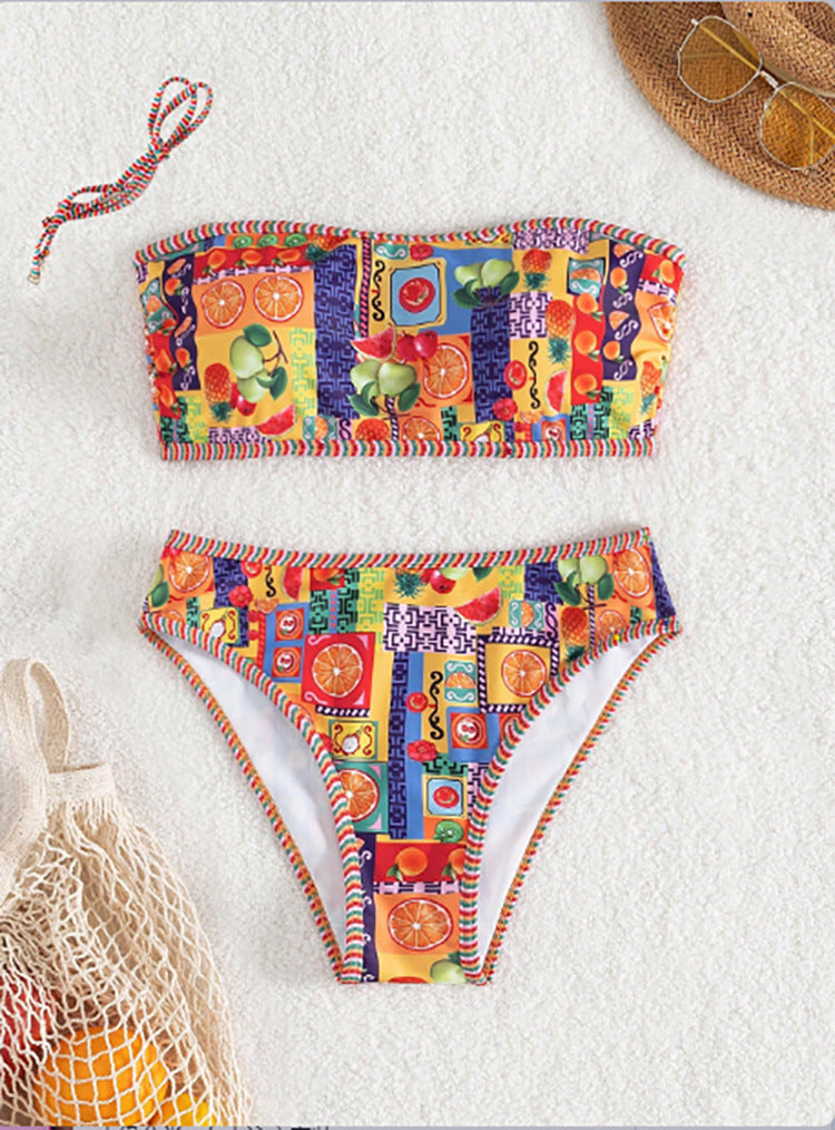 Stilren Bandeau-Bikini med Färgglatt Mönster från Solara