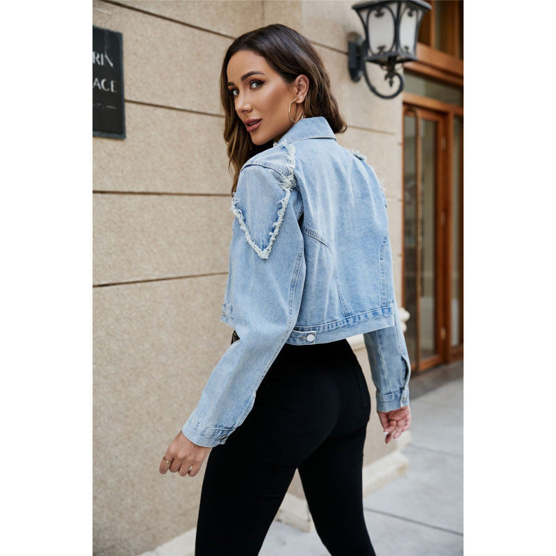 Chic cropped Denimjakke til moderne kvinder