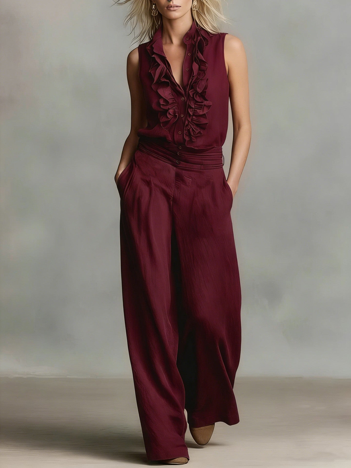Feminine Bluse med Flatterende Detaljer og Klassisk Krave