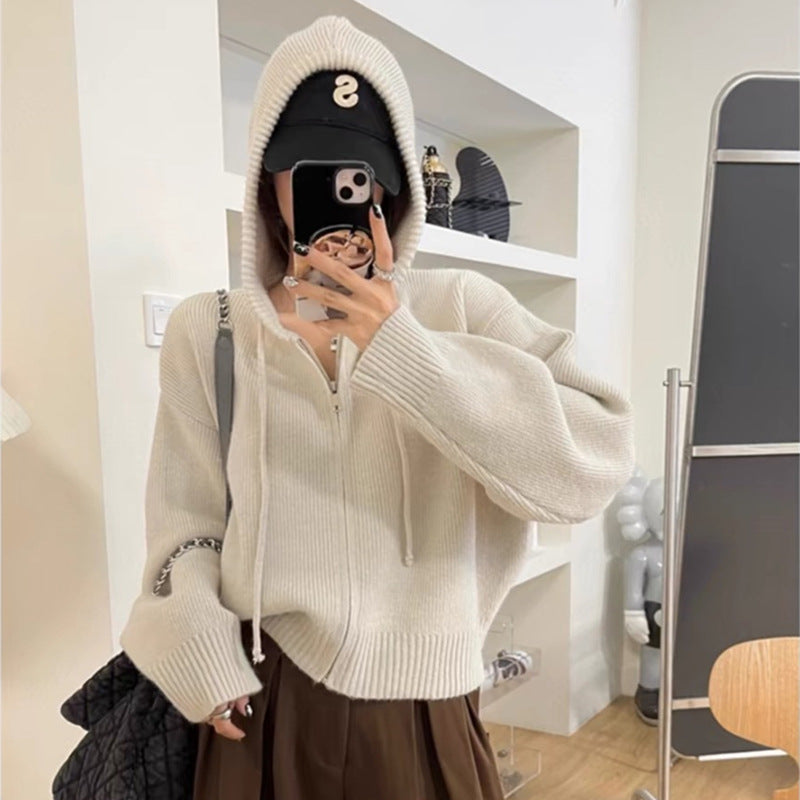 Korte Hoodie til kvinder med lynlås og hætte