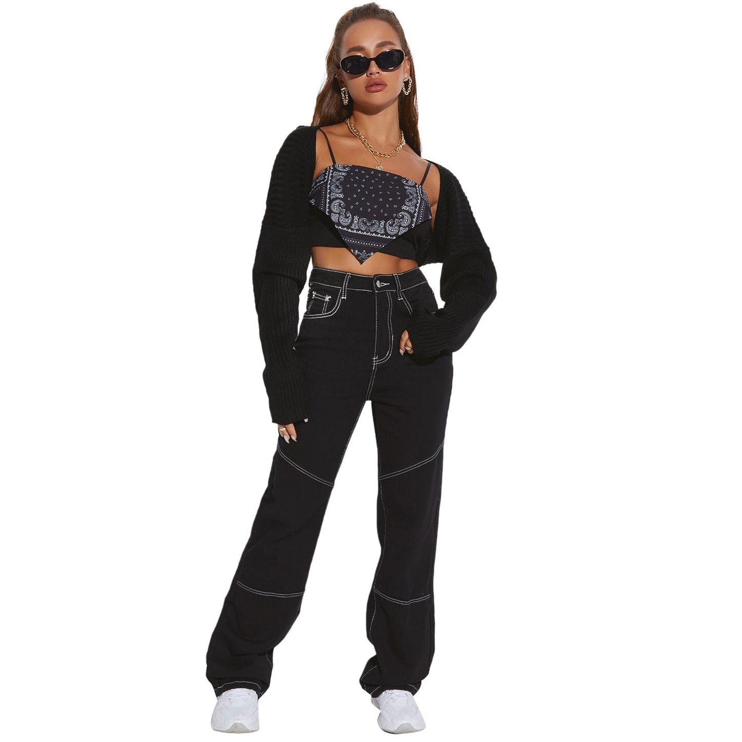 Elegant Wide-Leg High-Waist Jeans til Den Moderne Kvinde
