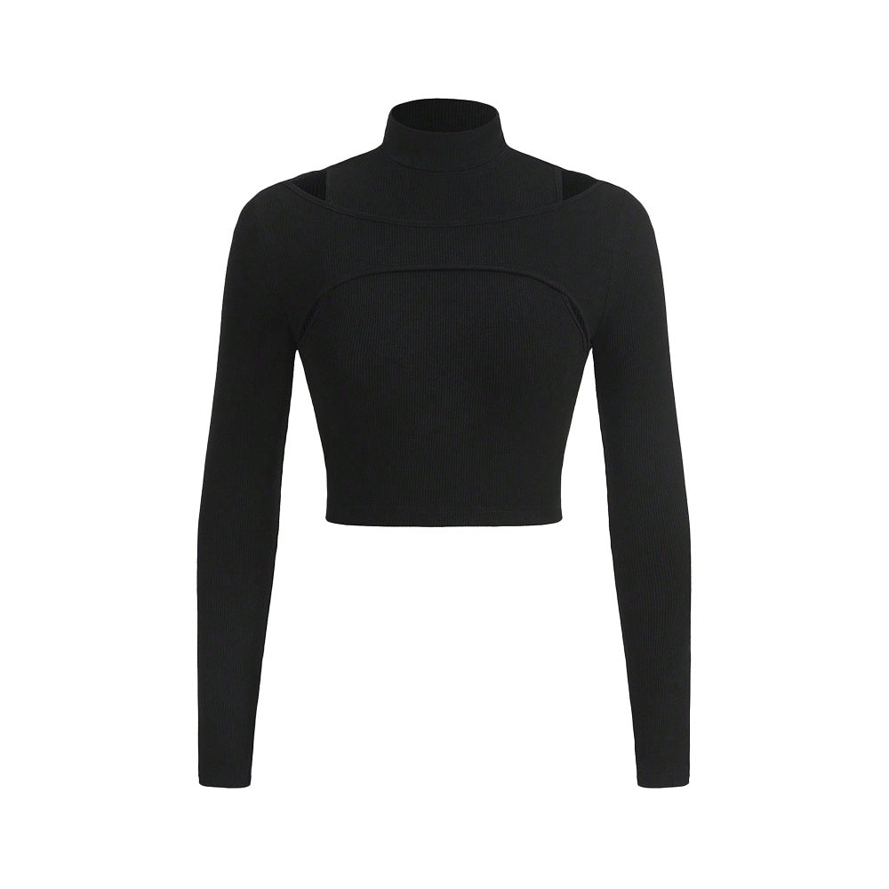Elegant Crop-Top med høj hals og unikt udskæring