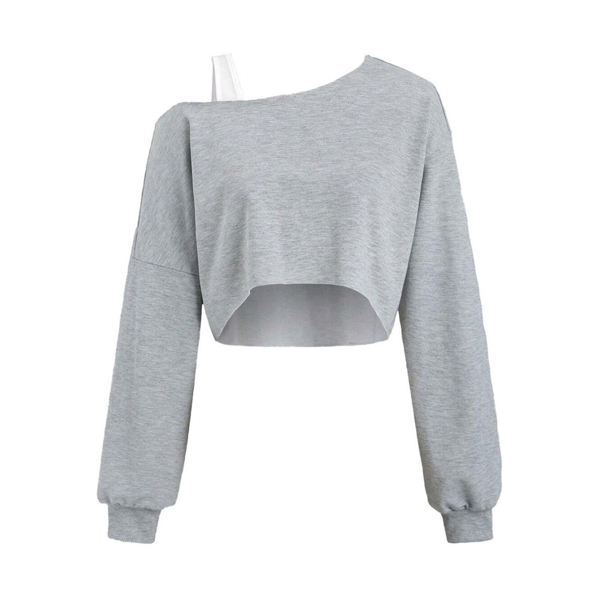 Moderne cropped Sweatshirt med asymmetrisk snit og fyldige ærmer