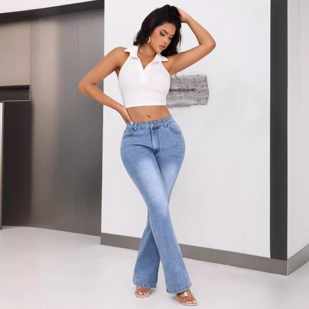 Sofistikerede Bootcut Jeans med Høj Talje og Unikt Design