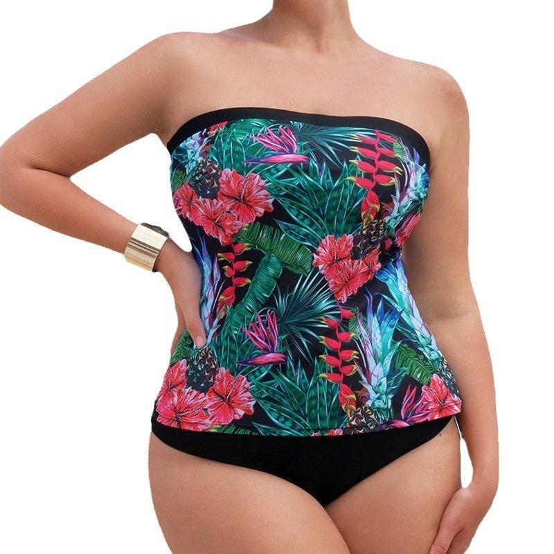 Blomstrande Bandeau Badklänning för Stiliga Sommardagar