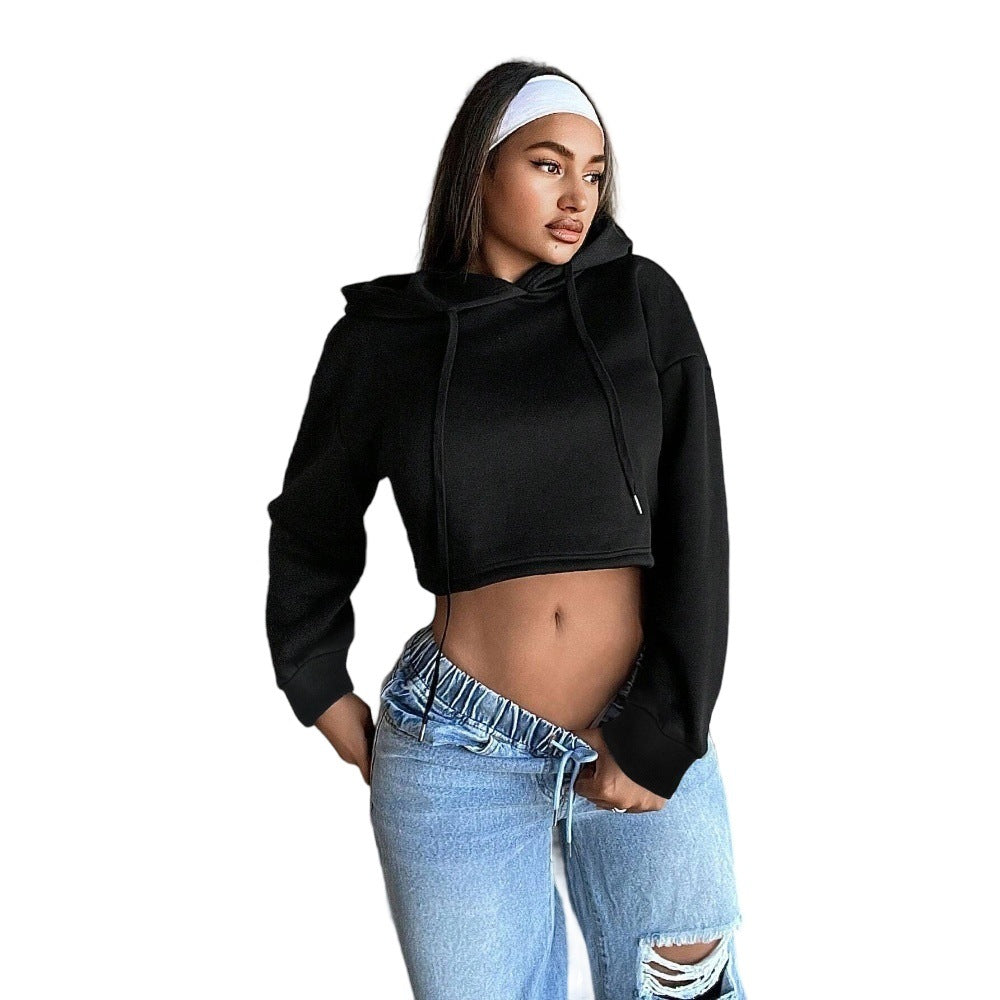 Stilfuld cropped Sweatshirt med løs pasform og hætte