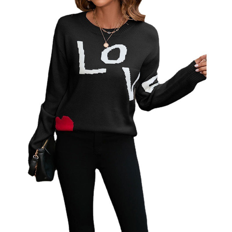 Chic Strikket Pullover med Unik Grafik
