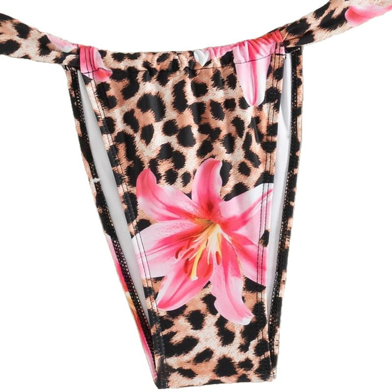 Feminint Bikiniset med Blommig Leoparddesign