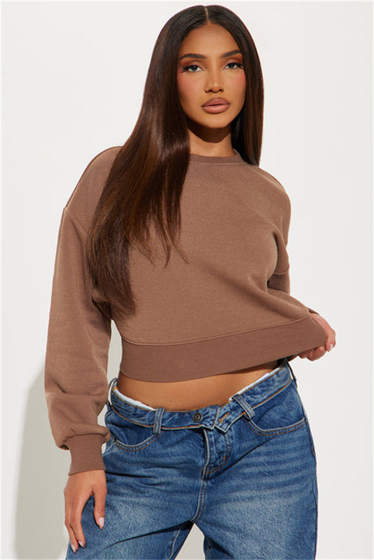 Cropped Sweatshirt med Voluminøse Ærmer fra Stilsikker