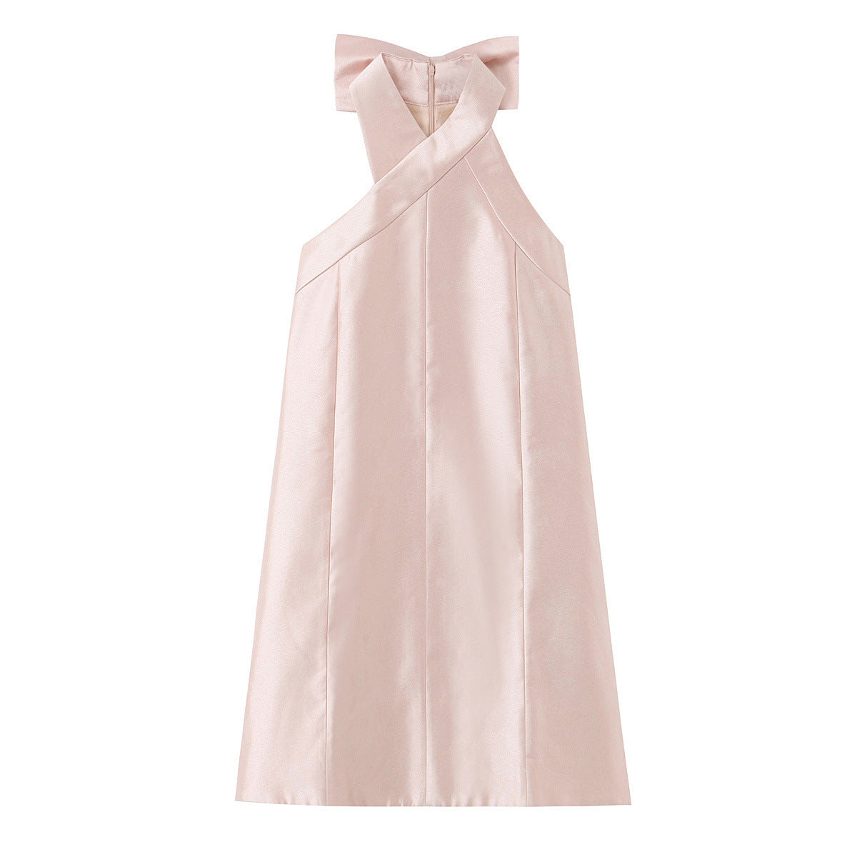 Elegant Klänning med Asymmetrisk Design och Chic Ryggdekoration