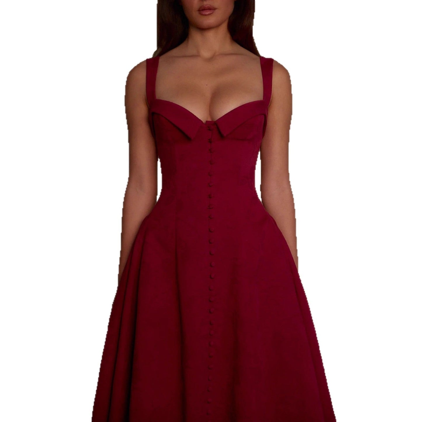 Eleganta Klänningen med Bustier och Knappdetaljer