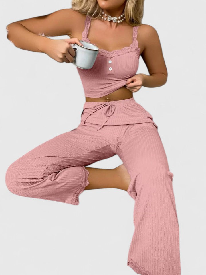 Sofia | Elegant pyjamaskombination med spetsdetaljer