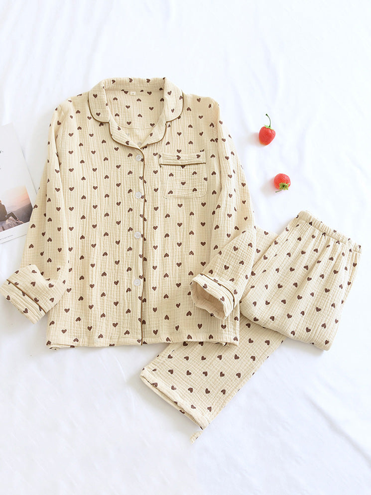 Luna | Stiligt Pyjamaset med Knappdetaljer och Lekfullt Motif