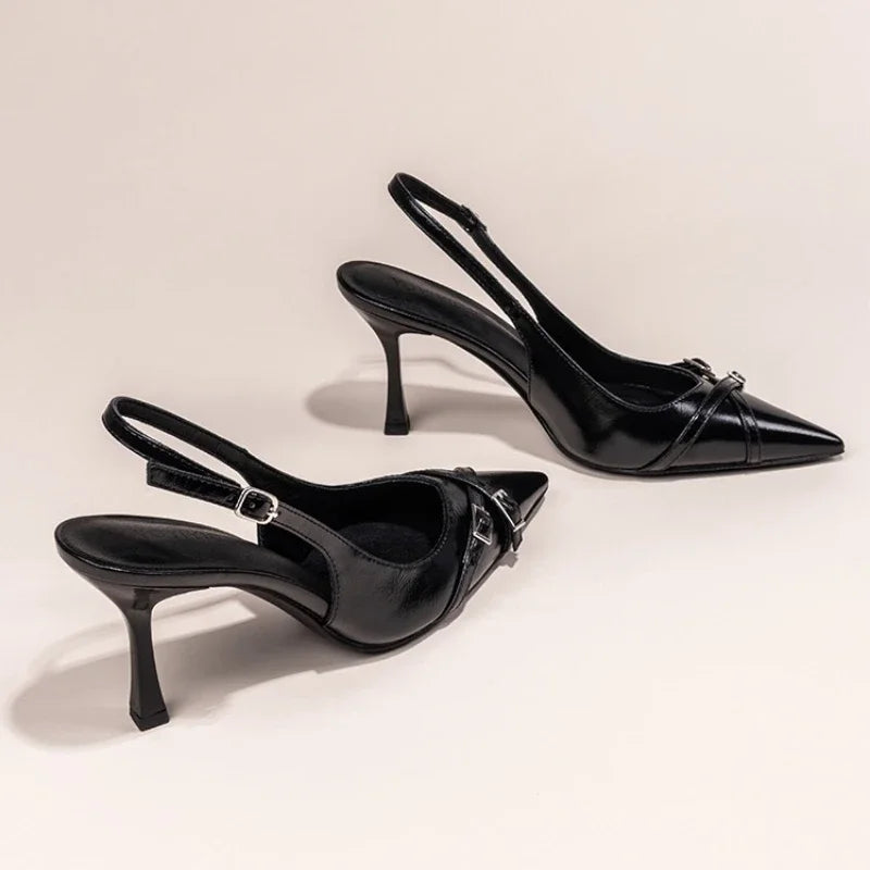Sorte Stiletto Sko med Elegante Detaljer