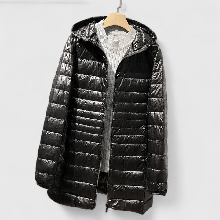 Dame Vinterjakke med Quiltet Design og Lynlås