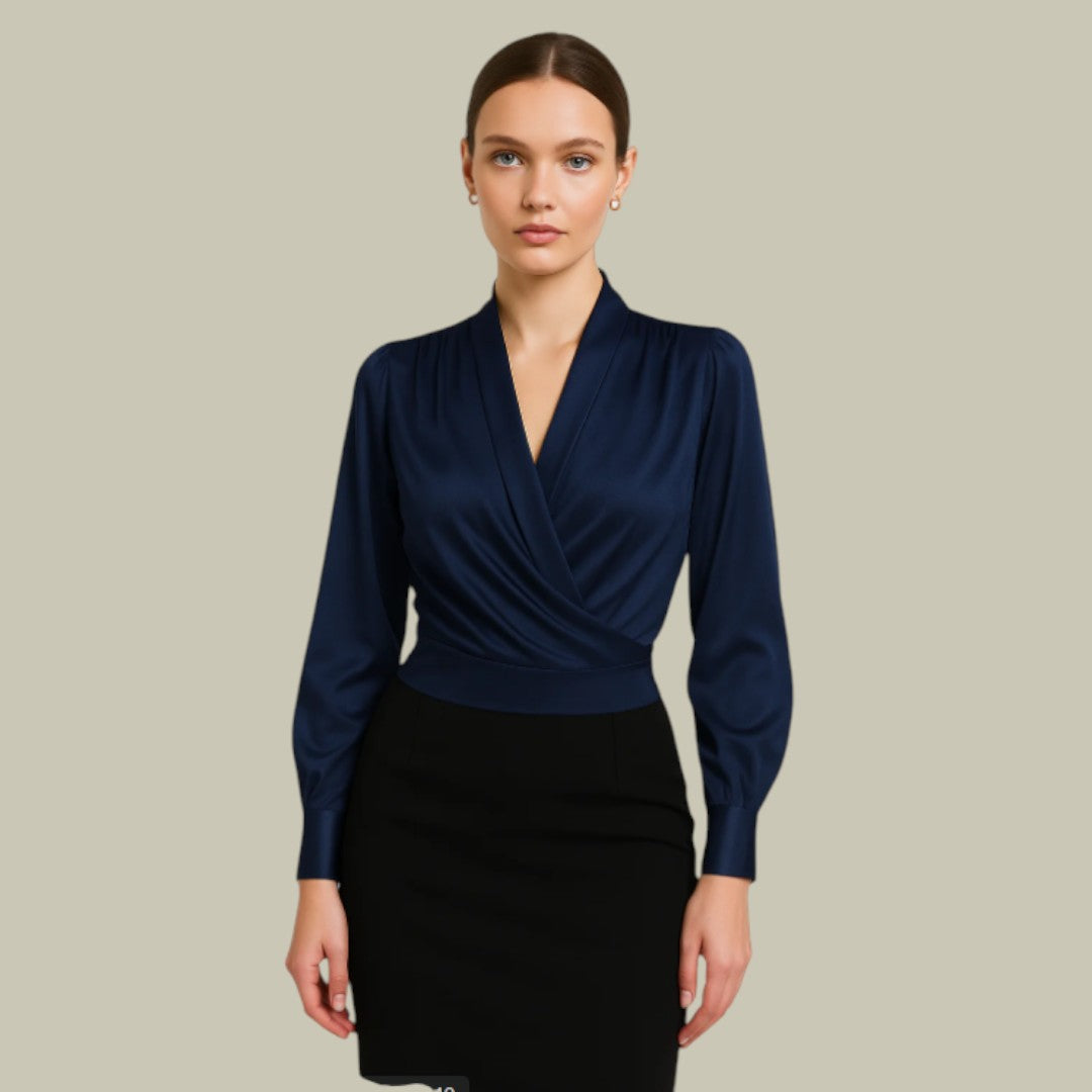 Luxe Satin InWrap Blus för Dam