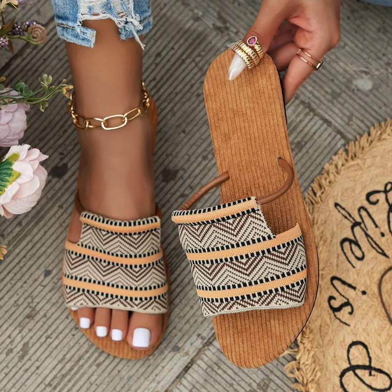 Dubbelremmar Sandaler för Kvinna i Boho Stil
