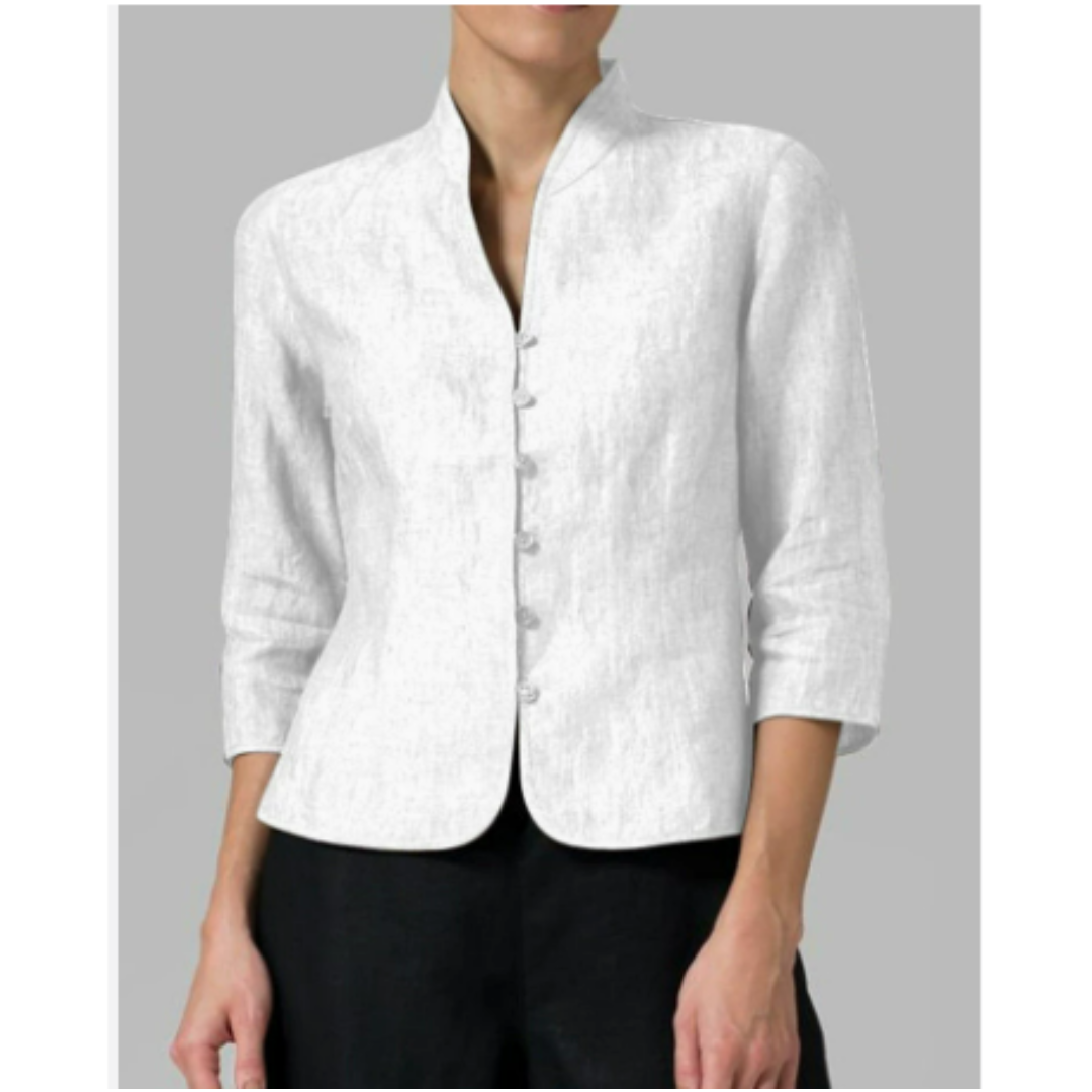 Celestina - Elegant Blus med Stående Krage