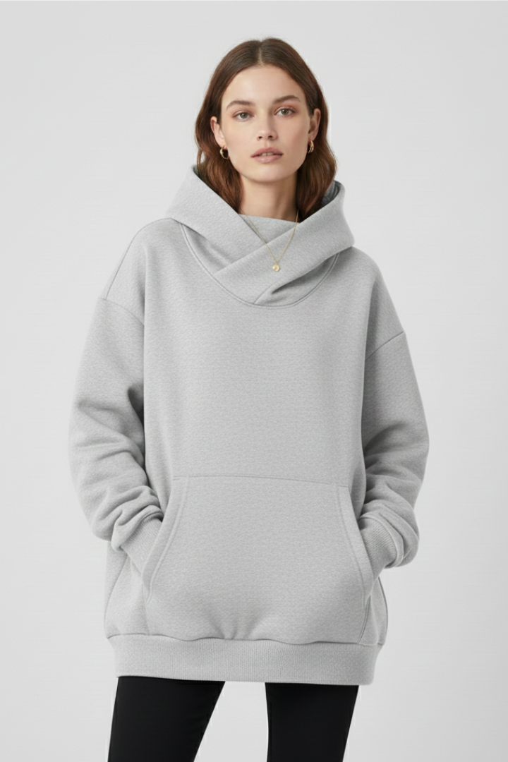 Stilren Hoodie med Hög Krage för Kyliga Dagar