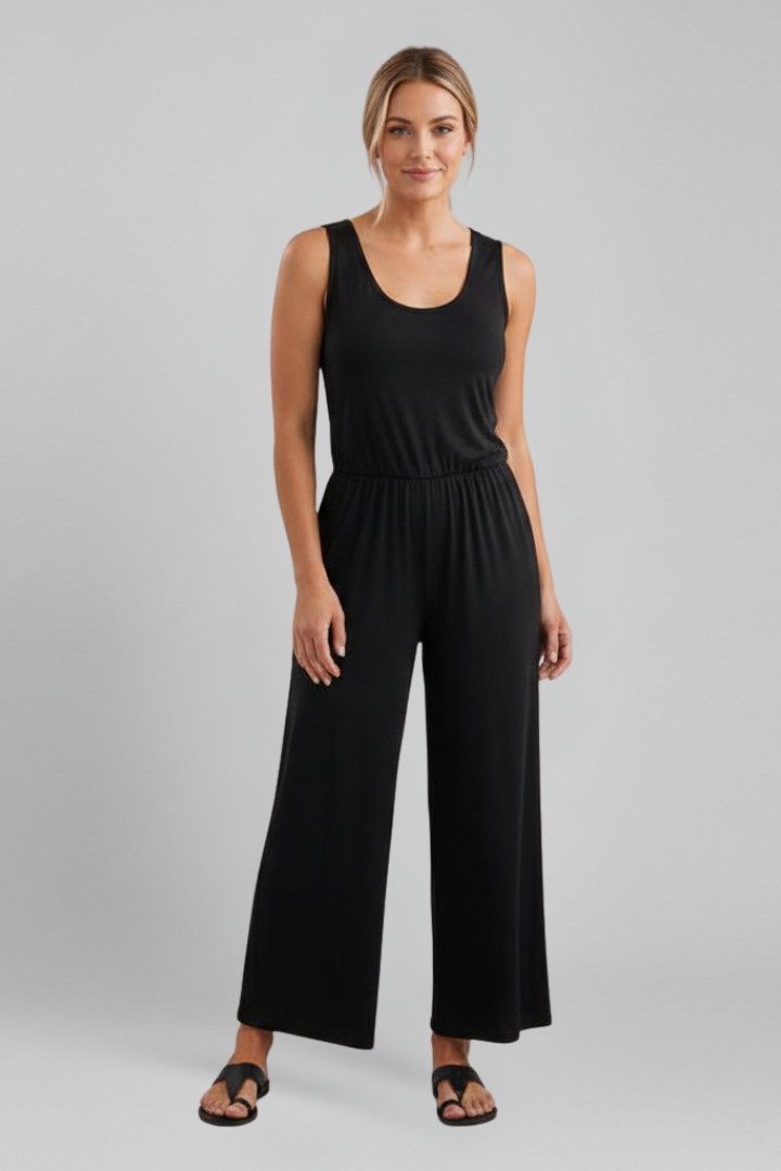 Evelina | Elegant Jumpsuit med Vid Ben och Rund Hals
