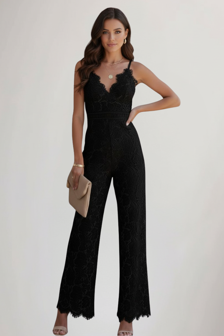 Sienna | Elegant ärmlös jumpsuit med V-ringning och vida ben