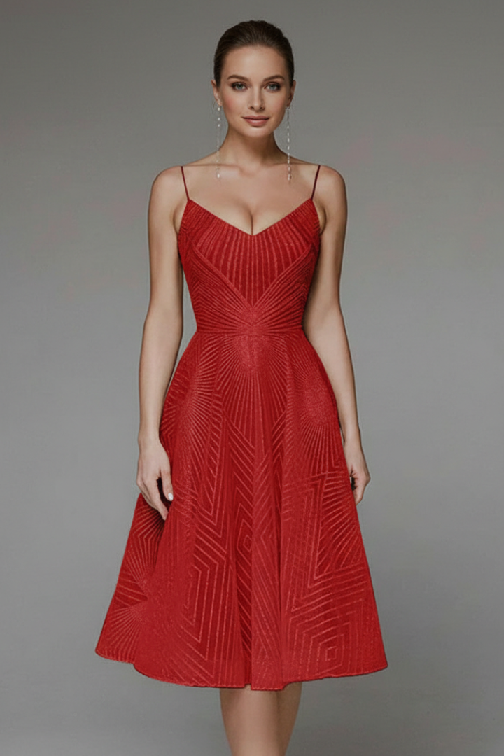 Elena | Elegant A-Linjeklänning med Spaghettiträn