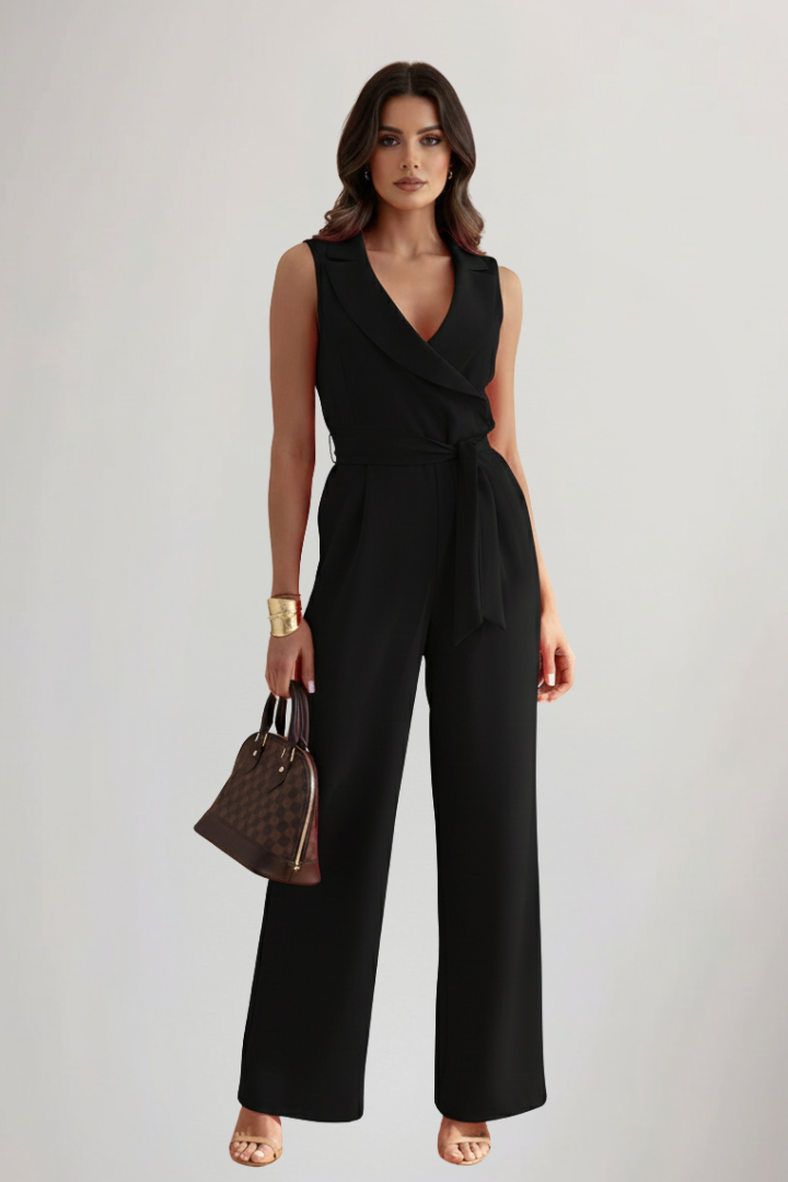 Sofia | Kvinno Jumpsuit med V-ringning och Midjebälte