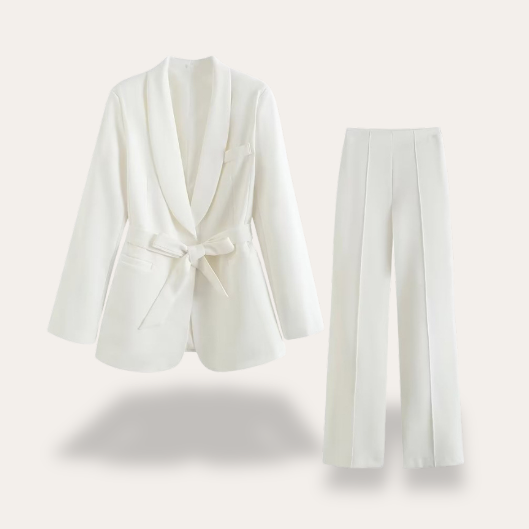 Elysia | Elegant Blazer och Vida Byxor, Tvådelat Set