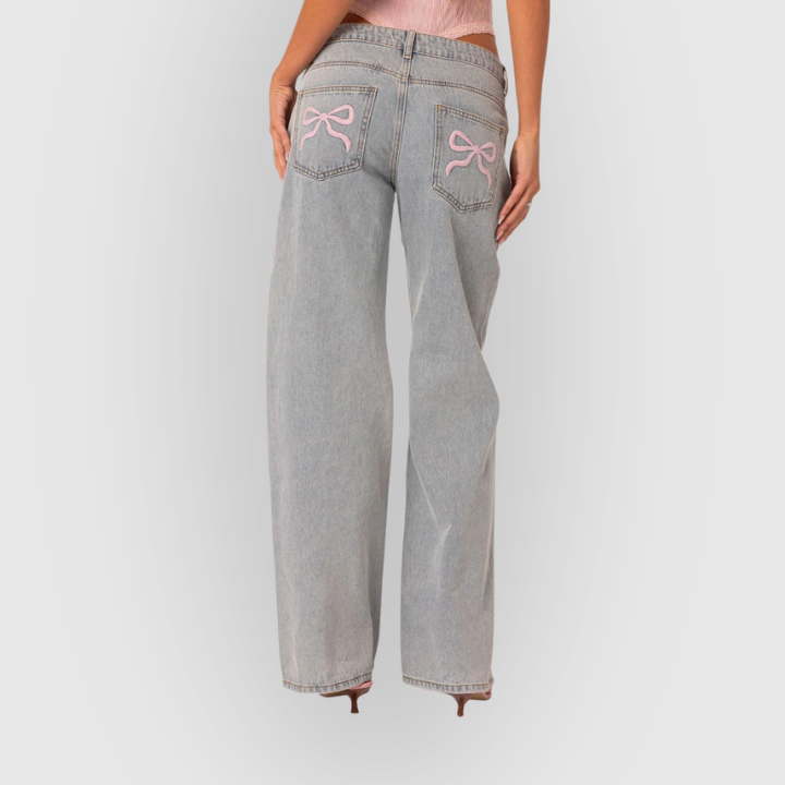 Moderne bredbenede jeans i elegant grå nuancer