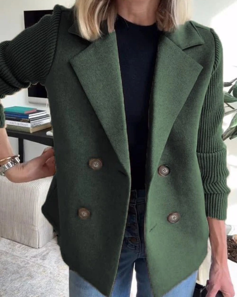 Blazer Dame – Dobbelt række med strikkede ærmer