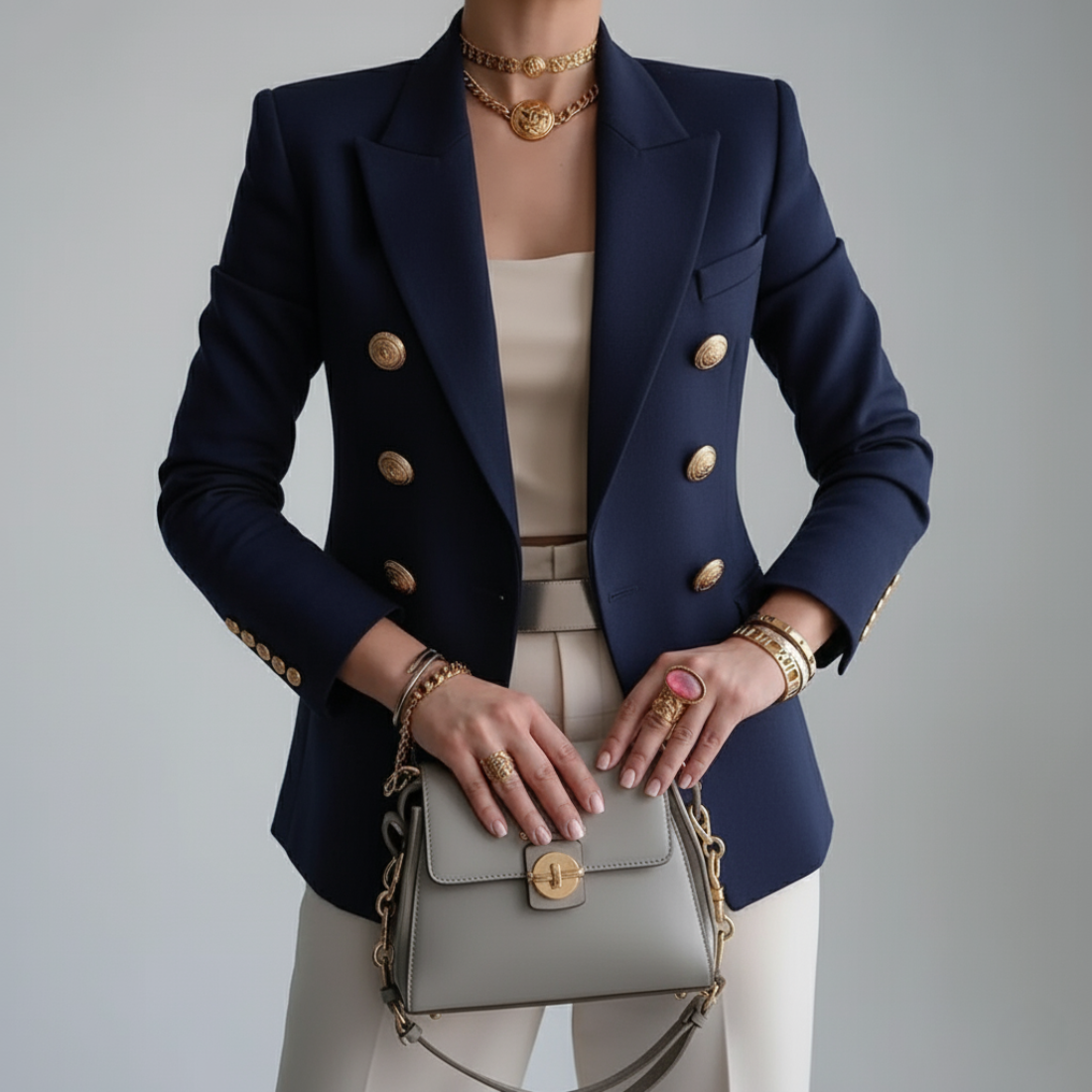 Eksklusiv Dobbeltradet Blazer med Moderne Elegance
