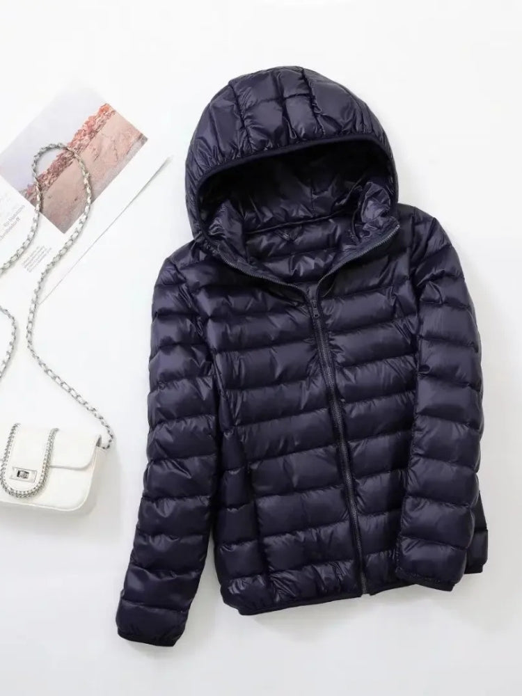 Dame-vinterjakke i steppestil – Let og varmende