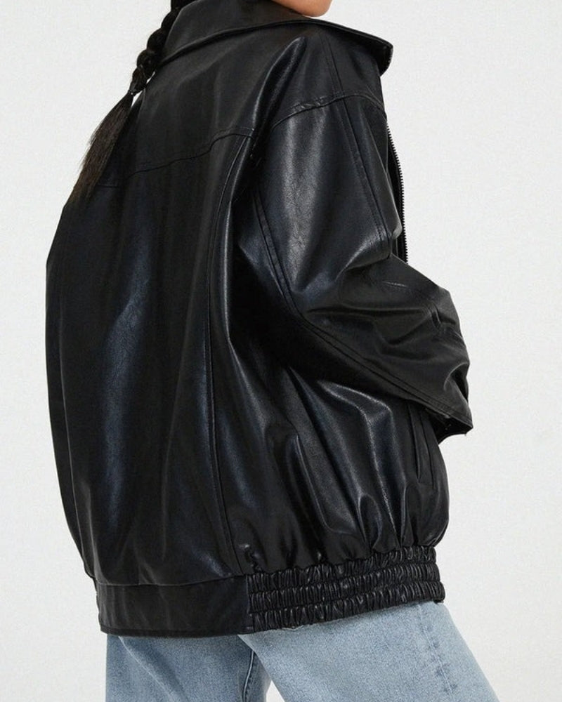 Dame Vinterjakke – Oversized Design med lynlås og elastiske manchetter