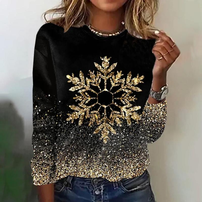 Sofistikerad Blus med Snöflingedesign och Lång Ärm