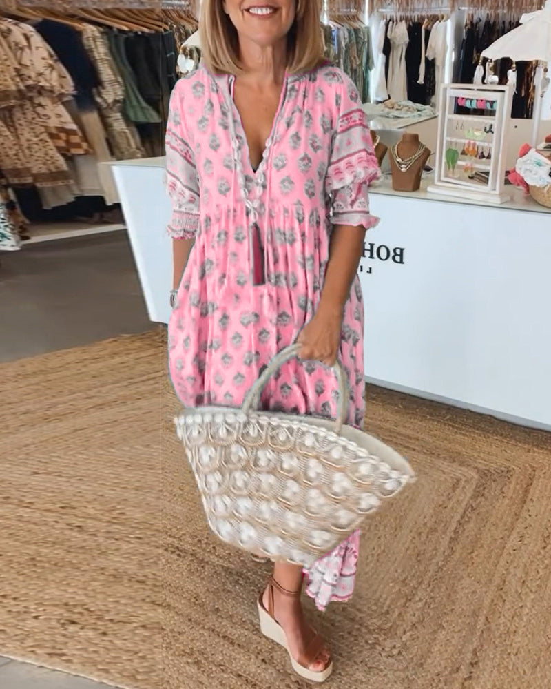 Kvinnoklänning i Boho-stil – Midilängd