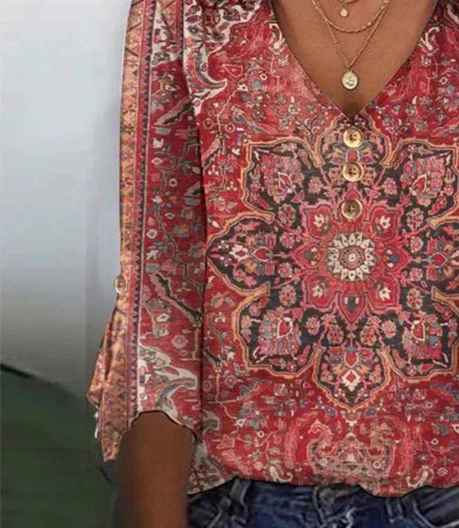 Soleya | Kvinno Blus med Bohemisk Mönster i Orientaliskt Tema