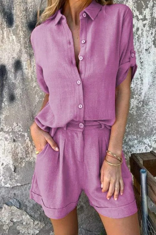Sofistikerad sommarlook med skjorta och shorts
