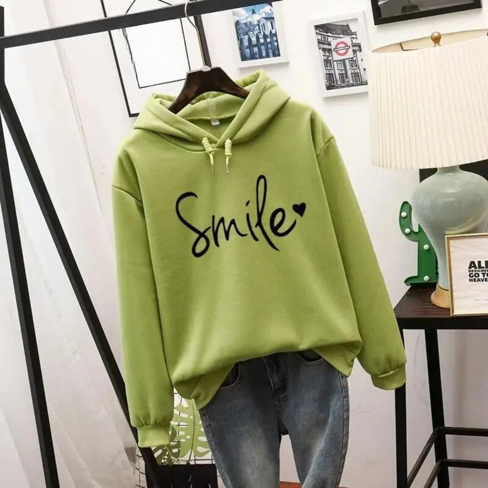 Smile-Love tryckt hoodie – Bekväm fritidströja