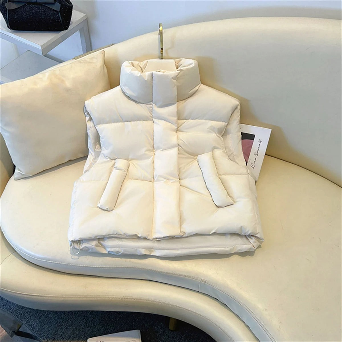 Vinter Steppvest til Damer med Høj Krave - Stilfuld Varm