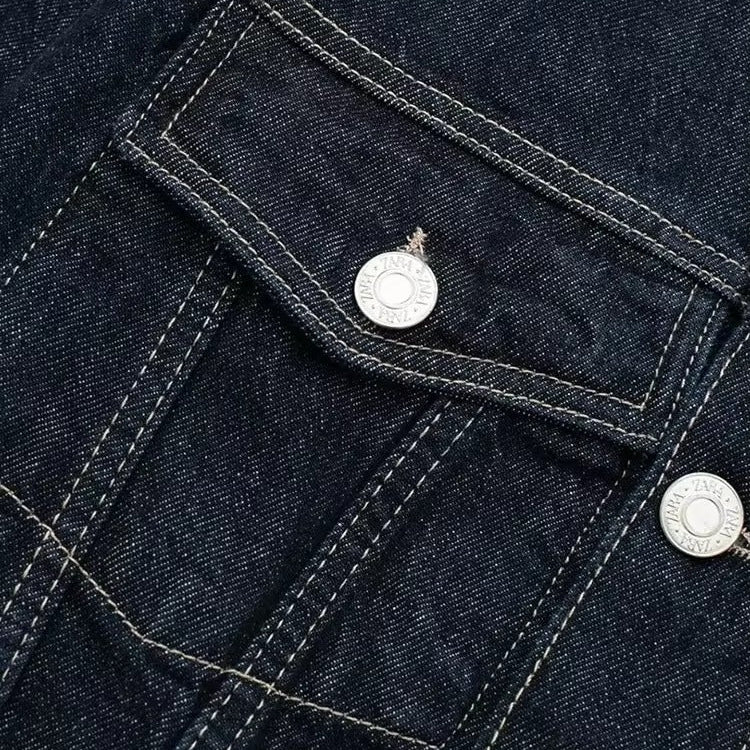 Klassisk Kort Denimjakke til Kvinder