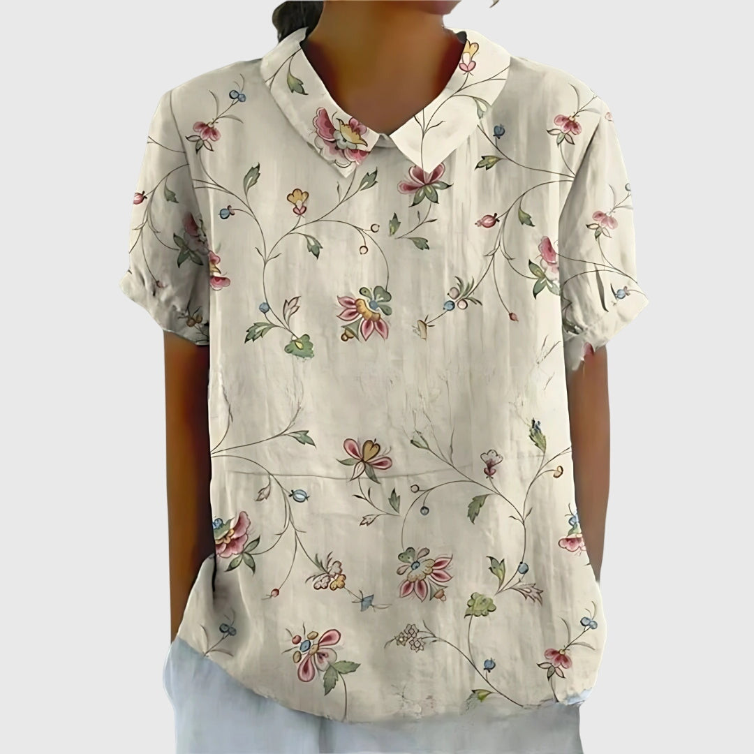 Blomsterdröm | Elegant Kortärmad Blus för Sommaren