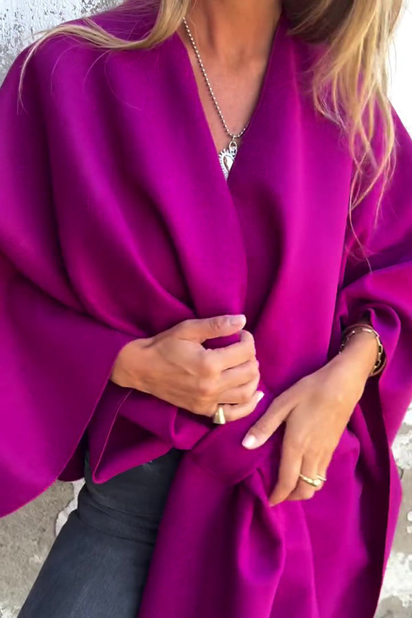 Elegant afslappet V-hals Cape Jakke