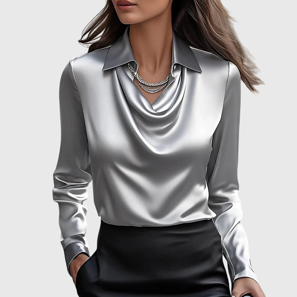 Livia | Elegant Topp med Flödande Krage