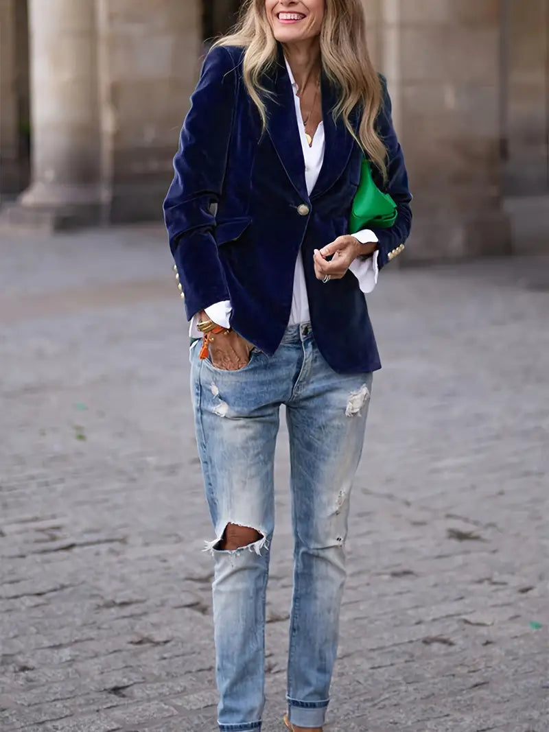Smal passform för damer, enknäppt blazer i elegant stil
